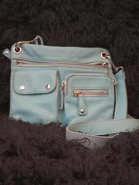 Fossil Aqua Leather Crossbody Bag